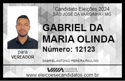 Candidato GABRIEL DA MARIA OLINDA 2024 - SÃO JOSÉ DA VARGINHA - Eleições