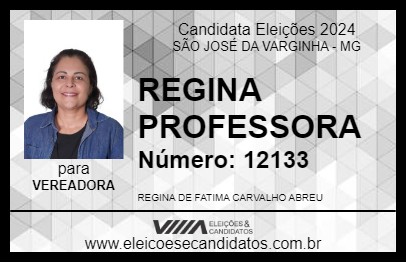 Candidato REGINA PROFESSORA 2024 - SÃO JOSÉ DA VARGINHA - Eleições