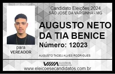 Candidato AUGUSTO NETO DA TIA BENICE 2024 - SÃO JOSÉ DA VARGINHA - Eleições