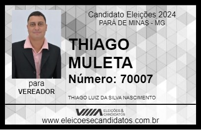 Candidato THIAGO MULETA 2024 - PARÁ DE MINAS - Eleições