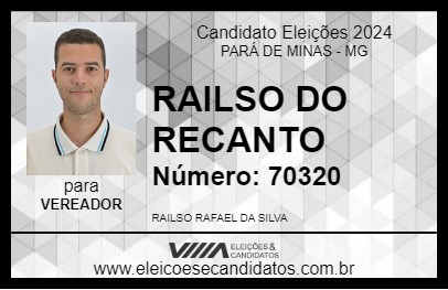 Candidato RAILSO DO RECANTO 2024 - PARÁ DE MINAS - Eleições