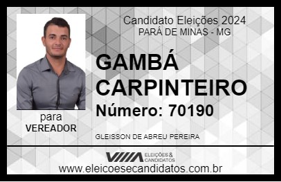 Candidato GAMBÁ CARPINTEIRO 2024 - PARÁ DE MINAS - Eleições