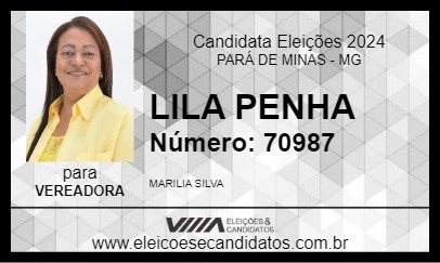 Candidato LILA PENHA 2024 - PARÁ DE MINAS - Eleições