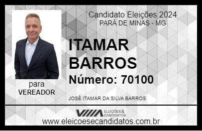 Candidato ITAMAR BARROS 2024 - PARÁ DE MINAS - Eleições