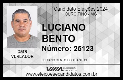 Candidato LUCIANO BENTO 2024 - OURO FINO - Eleições