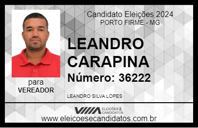 Candidato LEANDRO CARAPINA 2024 - PORTO FIRME - Eleições