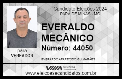 Candidato EVERALDO MECÂNICO 2024 - PARÁ DE MINAS - Eleições