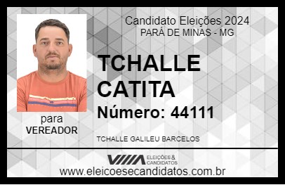 Candidato TCHALLE CATITA 2024 - PARÁ DE MINAS - Eleições