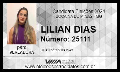 Candidato LILIAN DIAS 2024 - BOCAINA DE MINAS - Eleições