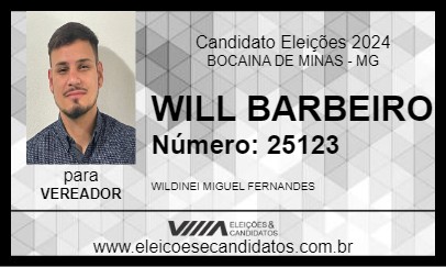 Candidato WILL BARBEIRO 2024 - BOCAINA DE MINAS - Eleições