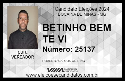 Candidato BETINHO BEM TE VI 2024 - BOCAINA DE MINAS - Eleições