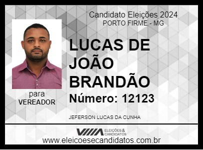 Candidato LUCAS DE JOÃO BRANDÃO 2024 - PORTO FIRME - Eleições