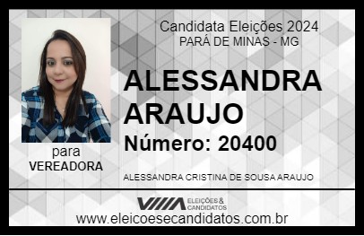 Candidato ALESSANDRA  ARAUJO 2024 - PARÁ DE MINAS - Eleições