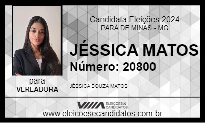 Candidato JÉSSICA  MATOS 2024 - PARÁ DE MINAS - Eleições