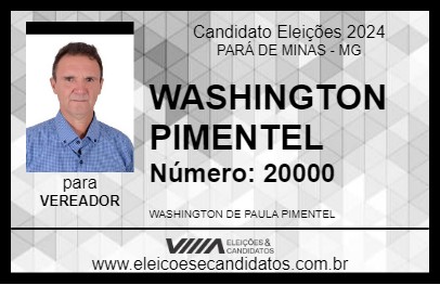 Candidato WASHINGTON PIMENTEL 2024 - PARÁ DE MINAS - Eleições