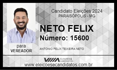 Candidato NETO FELIX 2024 - PARAISÓPOLIS - Eleições