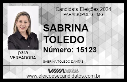 Candidato SABRINA TOLEDO 2024 - PARAISÓPOLIS - Eleições