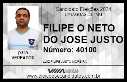 Candidato FILIPE O NETO DO JOSE JUSTO 2024 - CATAGUASES - Eleições