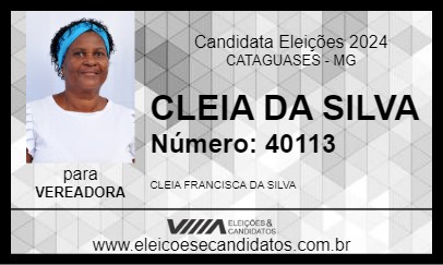 Candidato CLEIA DA SILVA 2024 - CATAGUASES - Eleições