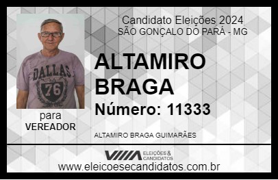 Candidato ALTAMIRO BRAGA 2024 - SÃO GONÇALO DO PARÁ - Eleições