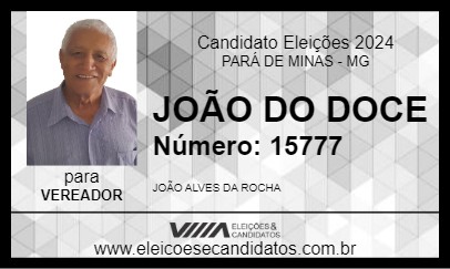 Candidato JOÃO DO DOCE 2024 - PARÁ DE MINAS - Eleições