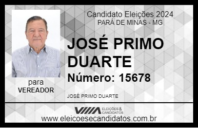 Candidato JOSÉ PRIMO DUARTE 2024 - PARÁ DE MINAS - Eleições