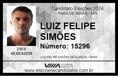 Candidato LUIZ FELIPE SIMÕES 2024 - PARÁ DE MINAS - Eleições