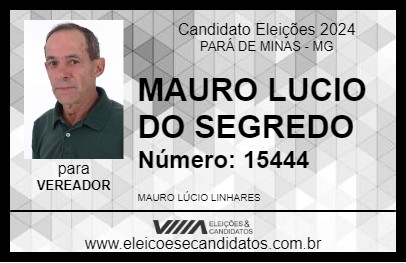 Candidato MAURO LUCIO DO SEGREDO 2024 - PARÁ DE MINAS - Eleições