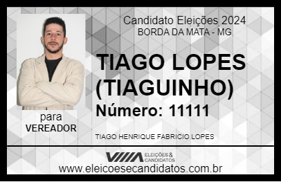 Candidato TIAGO LOPES (TIAGUINHO) 2024 - BORDA DA MATA - Eleições