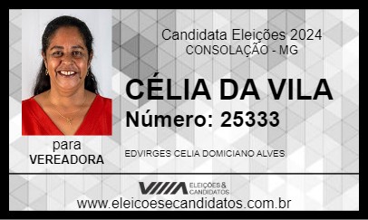 Candidato CÉLIA DA VILA 2024 - CONSOLAÇÃO - Eleições