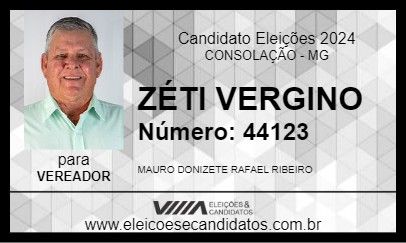 Candidato ZÉTI VERGINO 2024 - CONSOLAÇÃO - Eleições