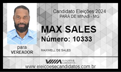 Candidato MAX SALES 2024 - PARÁ DE MINAS - Eleições