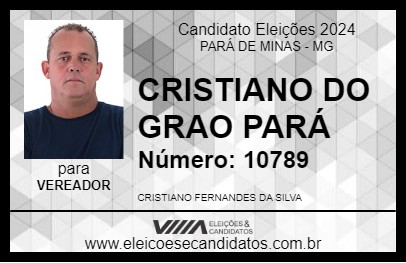 Candidato CRISTIANO DO  GRAO PARÁ  2024 - PARÁ DE MINAS - Eleições