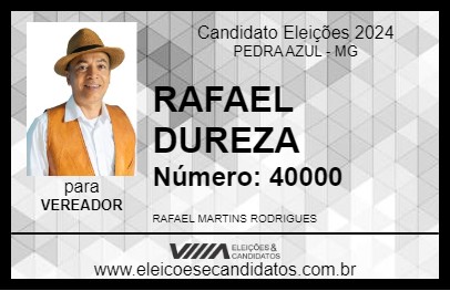 Candidato RAFAEL DUREZA 2024 - PEDRA AZUL - Eleições