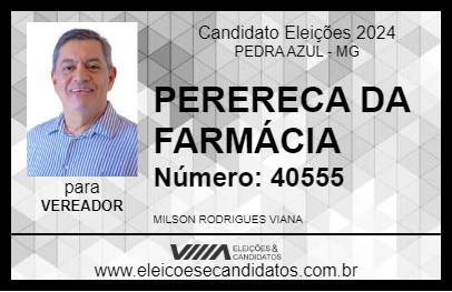 Candidato PERERECA DA FARMÁCIA 2024 - PEDRA AZUL - Eleições