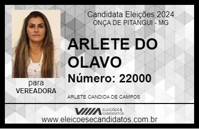 Candidato ARLETE DO OLAVO 2024 - ONÇA DE PITANGUI - Eleições