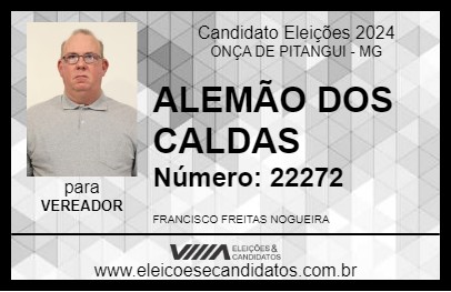 Candidato ALEMÃO DOS CALDAS 2024 - ONÇA DE PITANGUI - Eleições