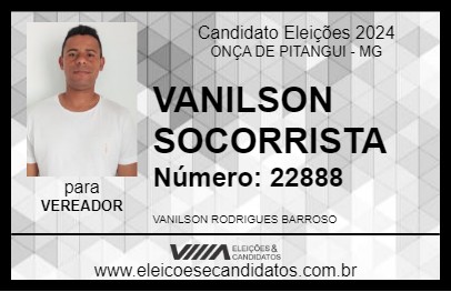 Candidato VANILSON SOCORRISTA 2024 - ONÇA DE PITANGUI - Eleições