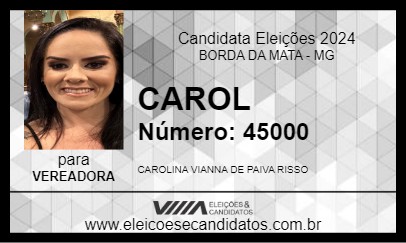 Candidato CAROL PAIVA 2024 - BORDA DA MATA - Eleições