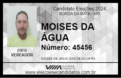 Candidato MOISES DA ÁGUA 2024 - BORDA DA MATA - Eleições