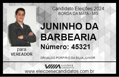 Candidato JUNINHO DA BARBEARIA 2024 - BORDA DA MATA - Eleições