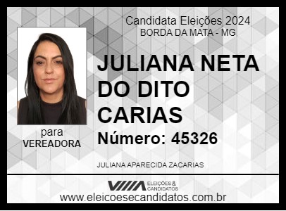 Candidato JULIANA NETA DO DITO CARIAS 2024 - BORDA DA MATA - Eleições