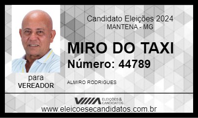 Candidato MIRO DO TAXI 2024 - MANTENA - Eleições