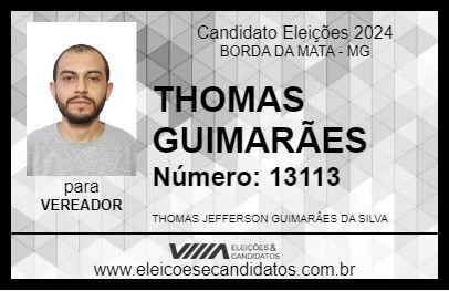 Candidato THOMAS GUIMARÃES 2024 - BORDA DA MATA - Eleições