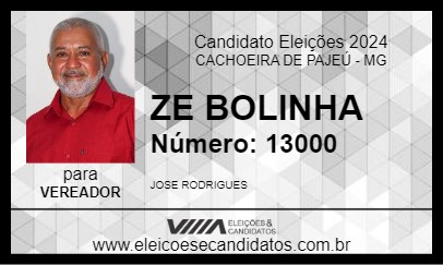 Candidato ZE BOLINHA 2024 - CACHOEIRA DE PAJEÚ - Eleições