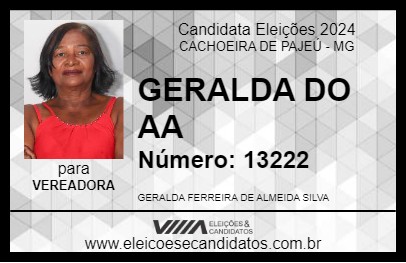 Candidato GERALDA DO AA 2024 - CACHOEIRA DE PAJEÚ - Eleições