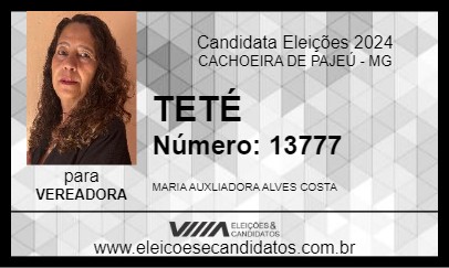 Candidato TETÉ 2024 - CACHOEIRA DE PAJEÚ - Eleições