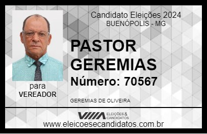 Candidato PASTOR GEREMIAS 2024 - BUENÓPOLIS - Eleições