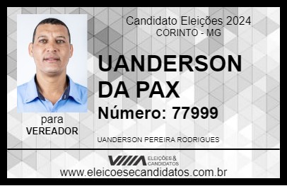 Candidato UANDERSON DA PAX 2024 - CORINTO - Eleições