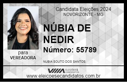 Candidato NÚBIA DE NEDIR 2024 - NOVORIZONTE - Eleições